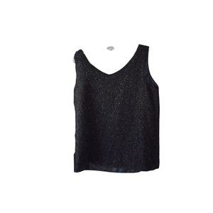 Vintage Women's Brenda Goode Retro Black Feathery Sparkle Top S
